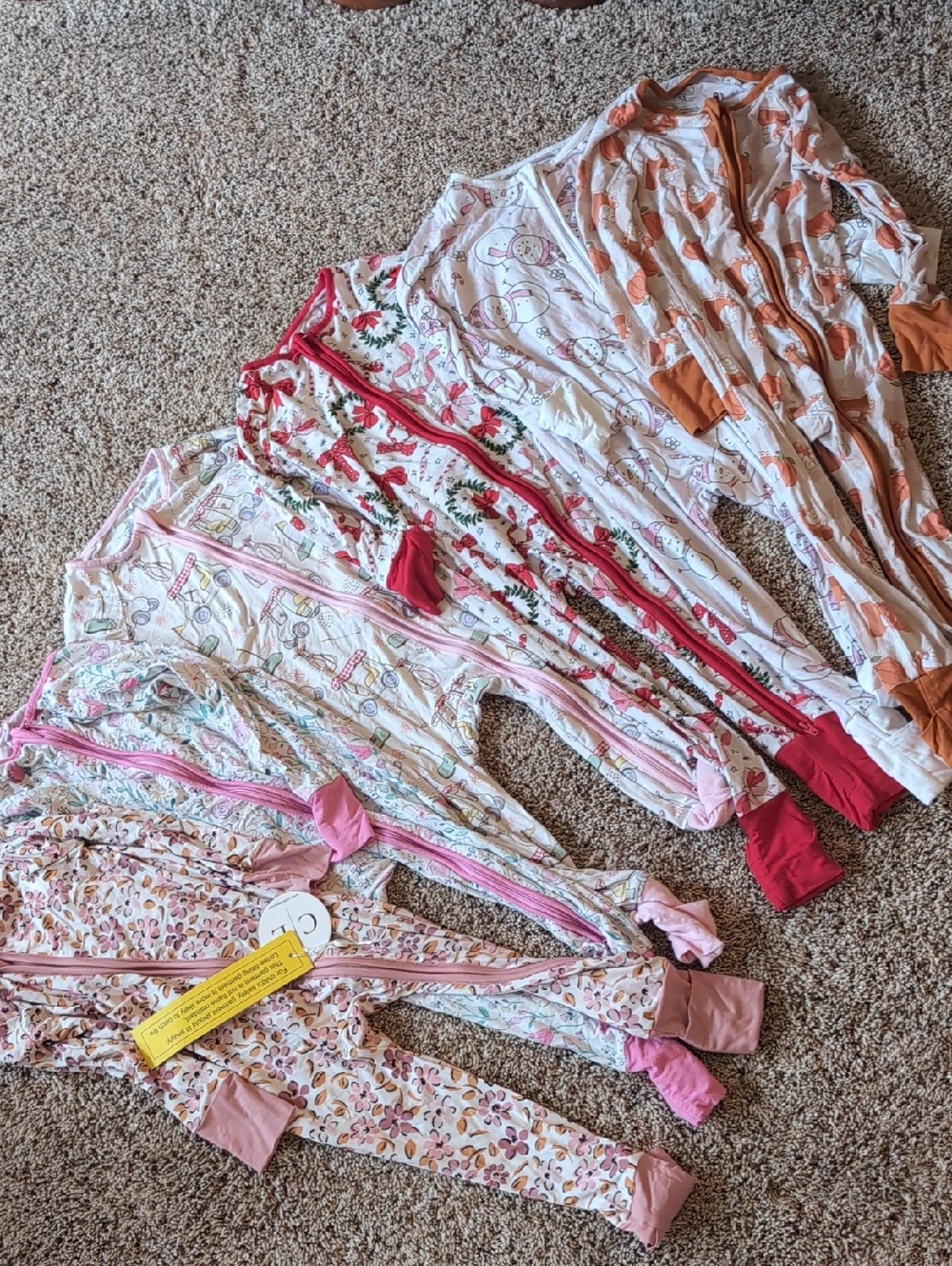 Bundle Of 6 | Girls Caden lane Zip Footed Pajamas - Floral & Seasonal Mix